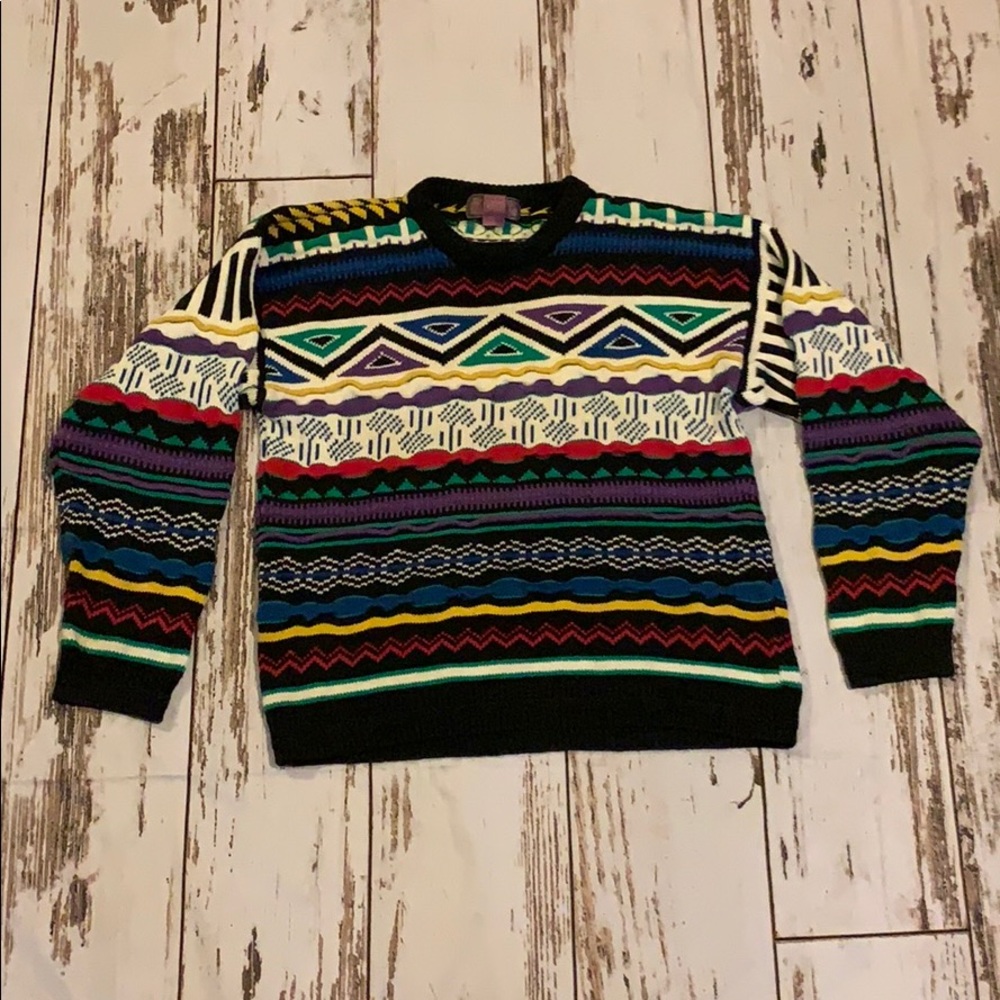 Vintage retro colorful ugly sweater size M